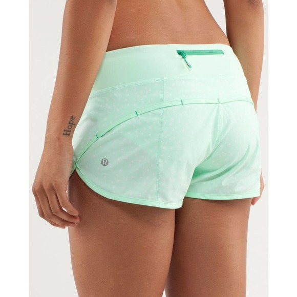 lululemon athletica Pants - LULULEMON Speed Running Short Petit Dot Fresh Teal Size 2 Hiking Workout Train